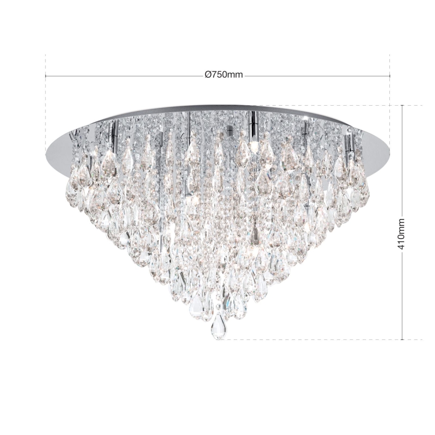 Kristalno plafonsko svetlo CELESTE 12xG9/40W/230V fi 75 cm sjajni hrom