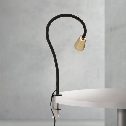 Fleksibilna stona lampa sa štipaljkom DOTTY 1xGU10/10W/230V mesing/crna
