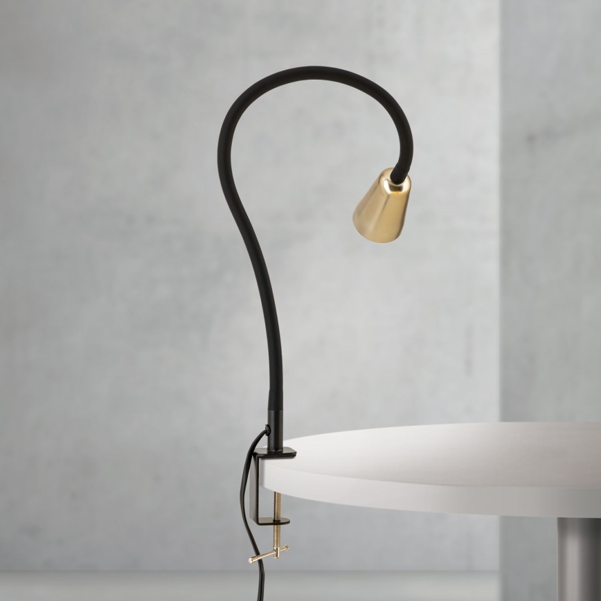 Fleksibilna stona lampa sa štipaljkom DOTTY 1xGU10/10W/230V mesing/crna