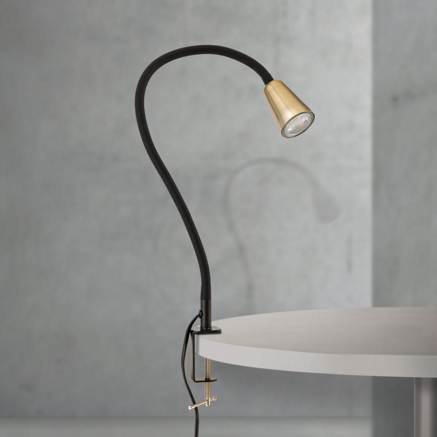 Fleksibilna stona lampa sa štipaljkom DOTTY 1xGU10/10W/230V mesing/crna