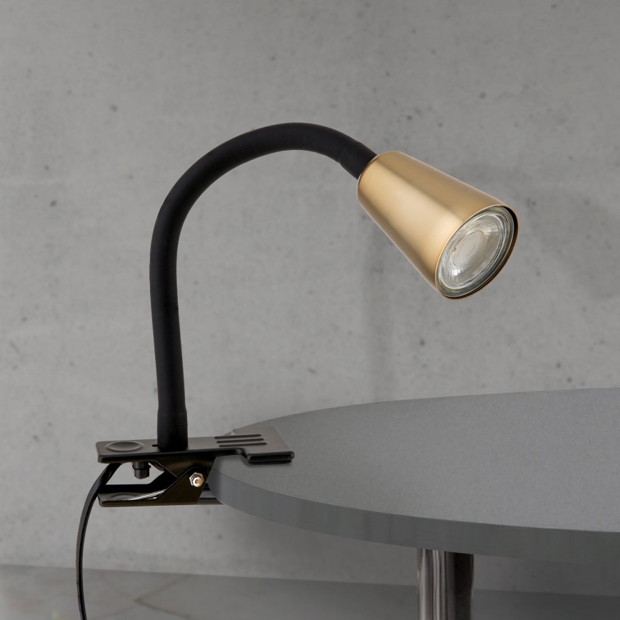 Fleksibilna stona lampa sa klipsom DOTTY 1xGU10/10W/230V mesing/crna