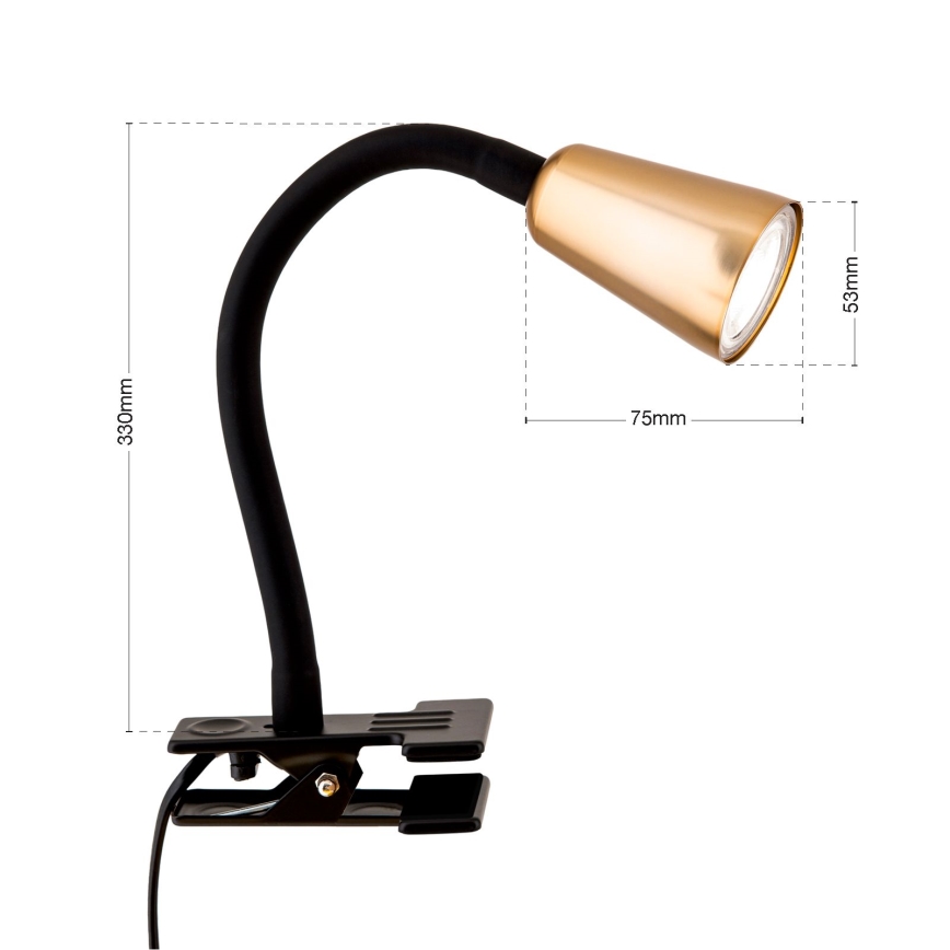 Fleksibilna stona lampa sa klipsom DOTTY 1xGU10/10W/230V mesing/crna