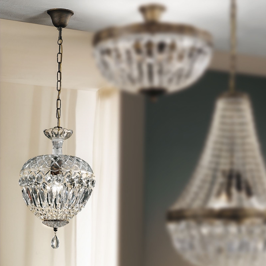 Kristalni luster na lancu ARILA 1xE27/60W/230V prečnik 25 cm braon/patina
