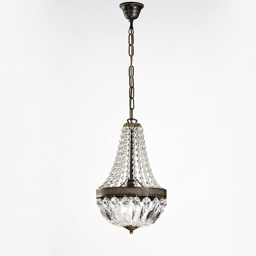 Kristalni luster na lancu ARILA 1xE27/60W/230V prečnik 25,5 cm braon/patina