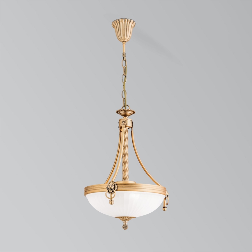 Luster na lancu ROCCA 3xE27/60W/230V prečnik 32 cm bronza/bela