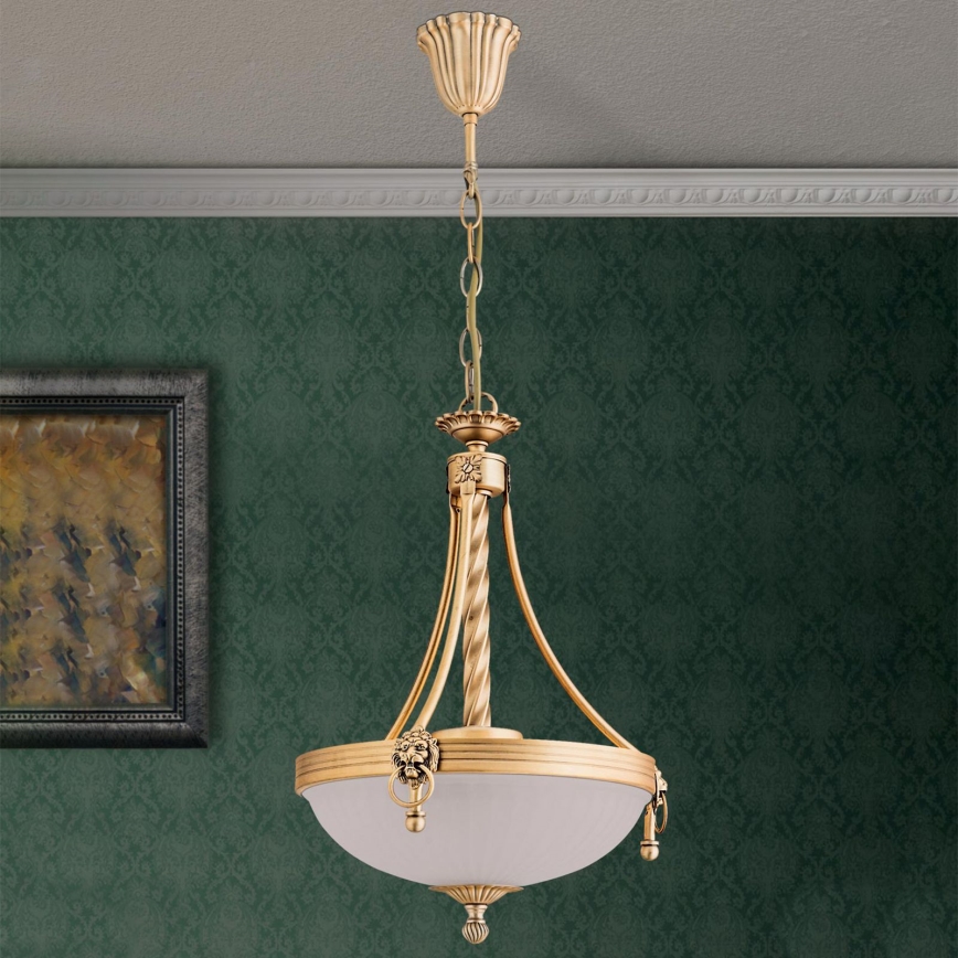 Luster na lancu ROCCA 3xE27/60W/230V prečnik 32 cm bronza/bela