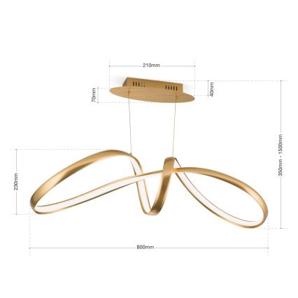 LED prigušiva luster na sajli CIRCUS LED/36W/230V zlatni