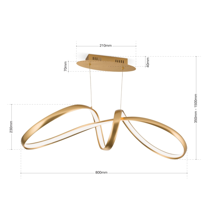 LED prigušiva luster na sajli CIRCUS LED/36W/230V zlatni