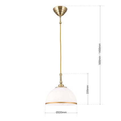 Luster na sajli OLD LAMP 1xE27/40W/230V bela/mesing