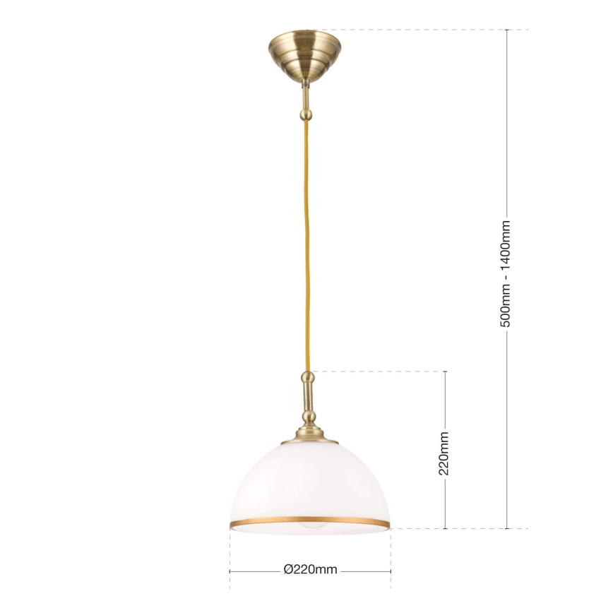 Luster na sajli OLD LAMP 1xE27/40W/230V bela/mesing