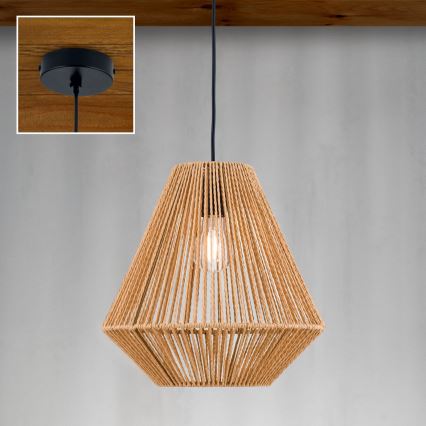 Luster na kanapu JUNGLE 1xE27/40W/230V, prečnik 31 cm, od konoplje