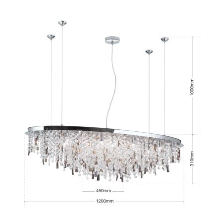 Kristalni luster na sajli CRYSTALRIVER 21xG9/40W/230V sjajni hrom