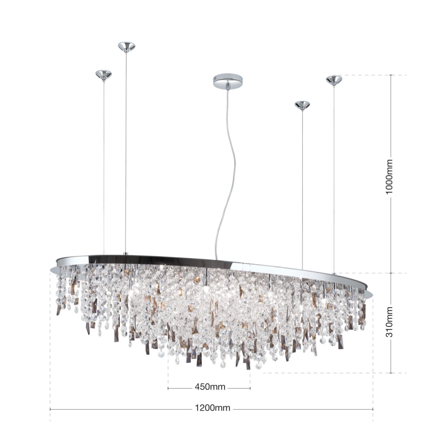 Kristalni luster na sajli CRYSTALRIVER 21xG9/40W/230V sjajni hrom