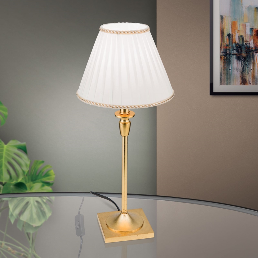 Stona lampa FONSA 1xE27/60W/230V, 61 cm, bela/zlatna