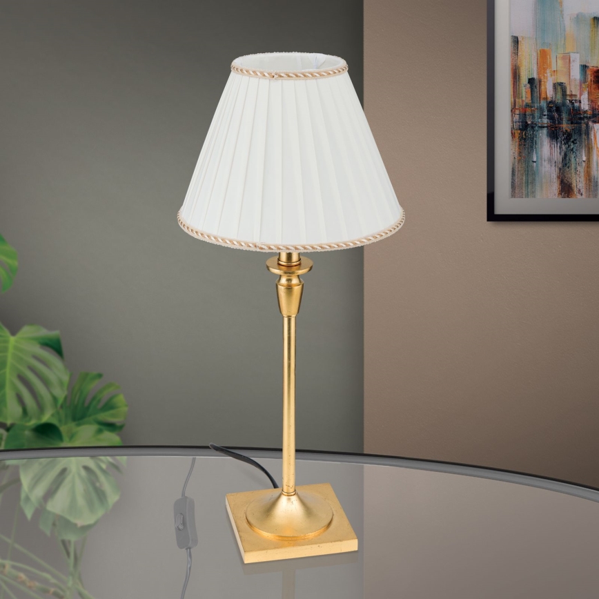 Stona lampa FONSA 1xE27/60W/230V, 61 cm, bela/zlatna