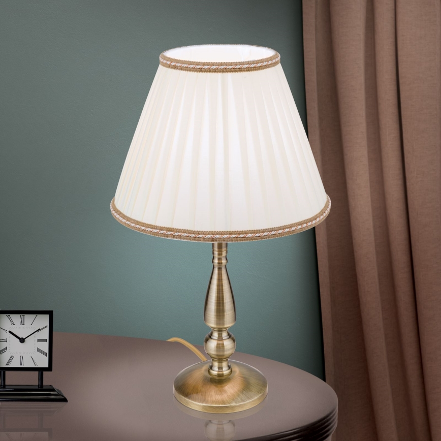 Stona lampa TONIA 1xE27/60W/230V, prečnika 30 cm, bela/bronza