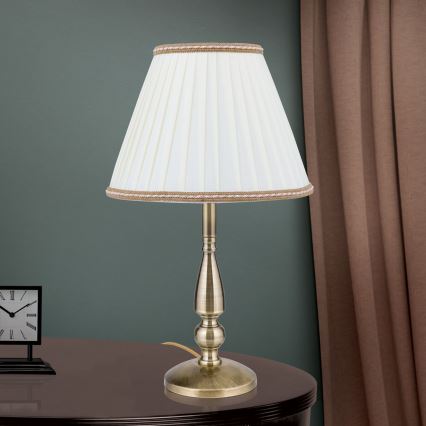 Stona lampa TONIA 1xE27/60W/230V, prečnika 30 cm, bela/bronza