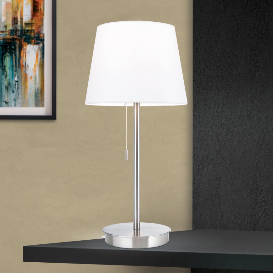 Stona lampa sa USB portom LUDWIG 1xE27/40W/230V 50 cm bela/matni hrom