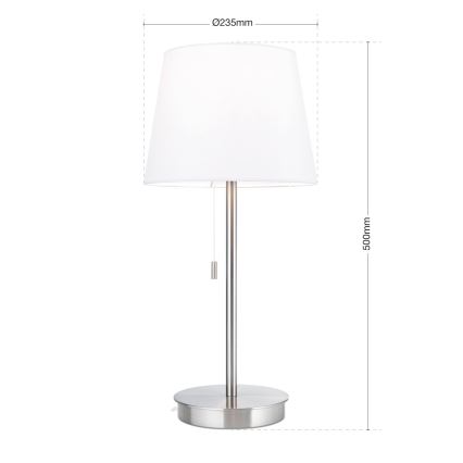 Stona lampa sa USB portom LUDWIG 1xE27/40W/230V 50 cm bela/matni hrom