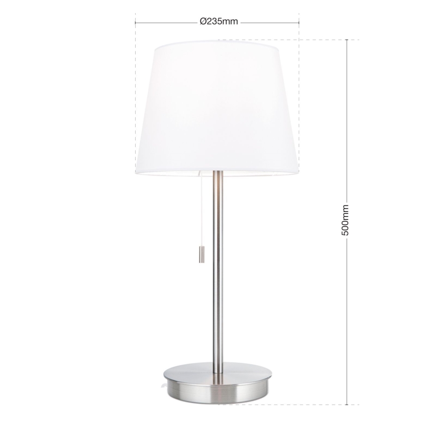 Stona lampa sa USB portom LUDWIG 1xE27/40W/230V 50 cm bela/matni hrom