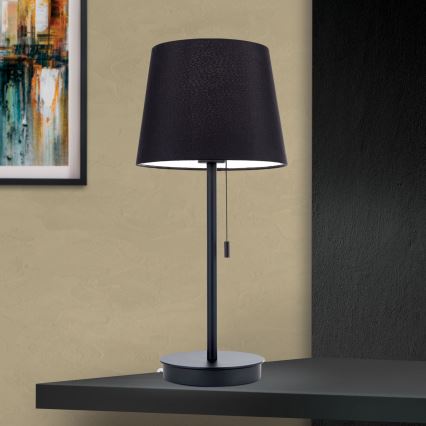 Stona lampa sa USB portom LUDWIG 1xE27/40W/230V 50 cm crna