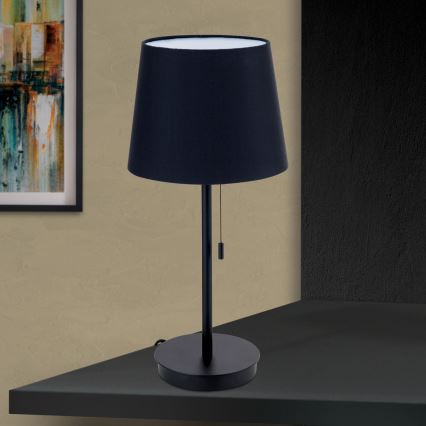 Stona lampa sa USB portom LUDWIG 1xE27/40W/230V 50 cm crna