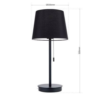 Stona lampa sa USB portom LUDWIG 1xE27/40W/230V 50 cm crna