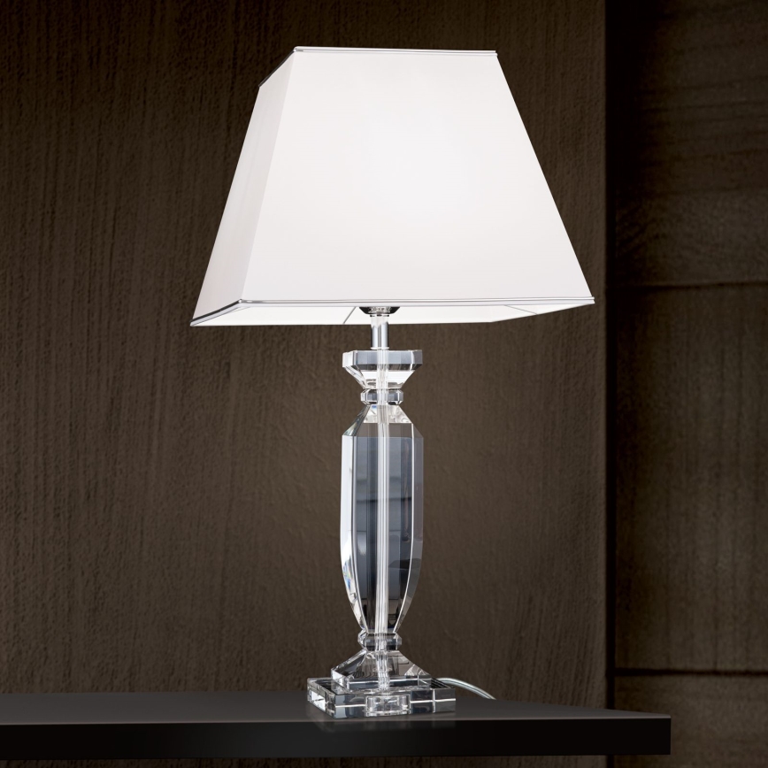 Kristalna stona lampa POKAL 1xE27/60W/230V 70 cm bela/prozirna