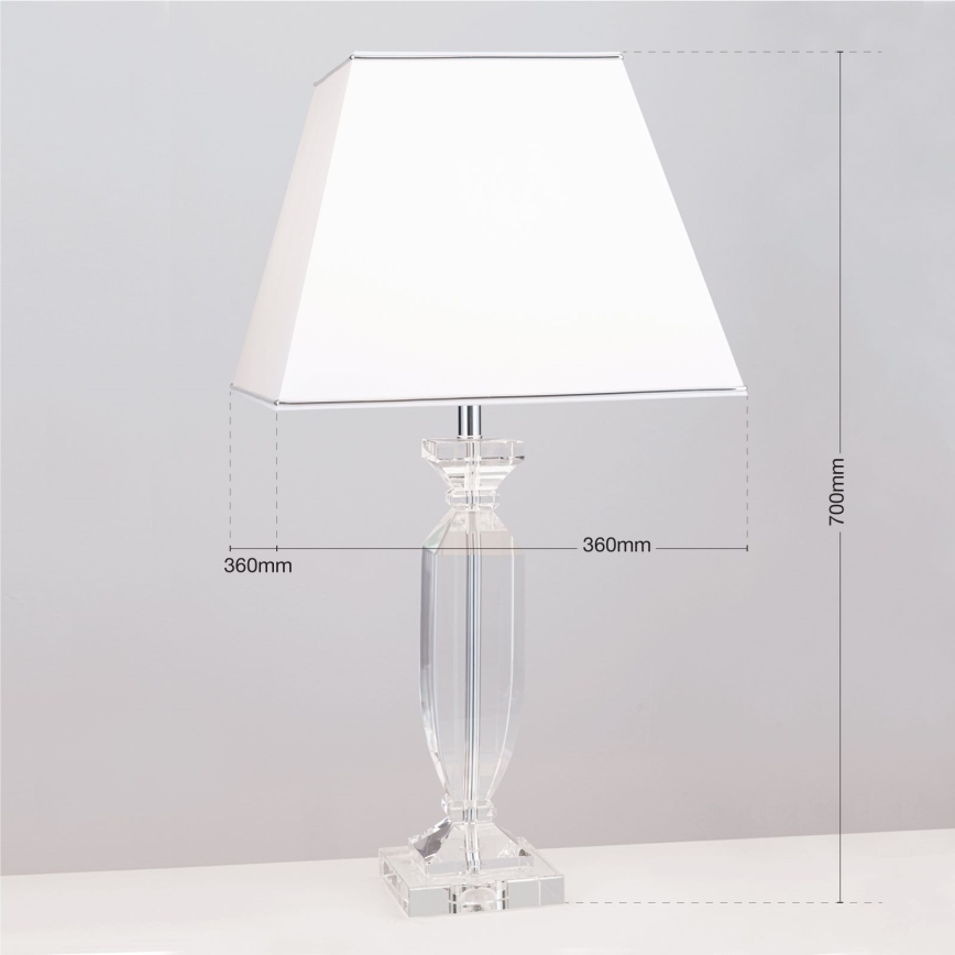 Kristalna stona lampa POKAL 1xE27/60W/230V 70 cm bela/prozirna