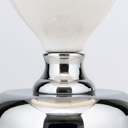 Stona lampa OVUM 1xE27/40W/230V, visina 48 cm, keramička, bela/sjajni hrom