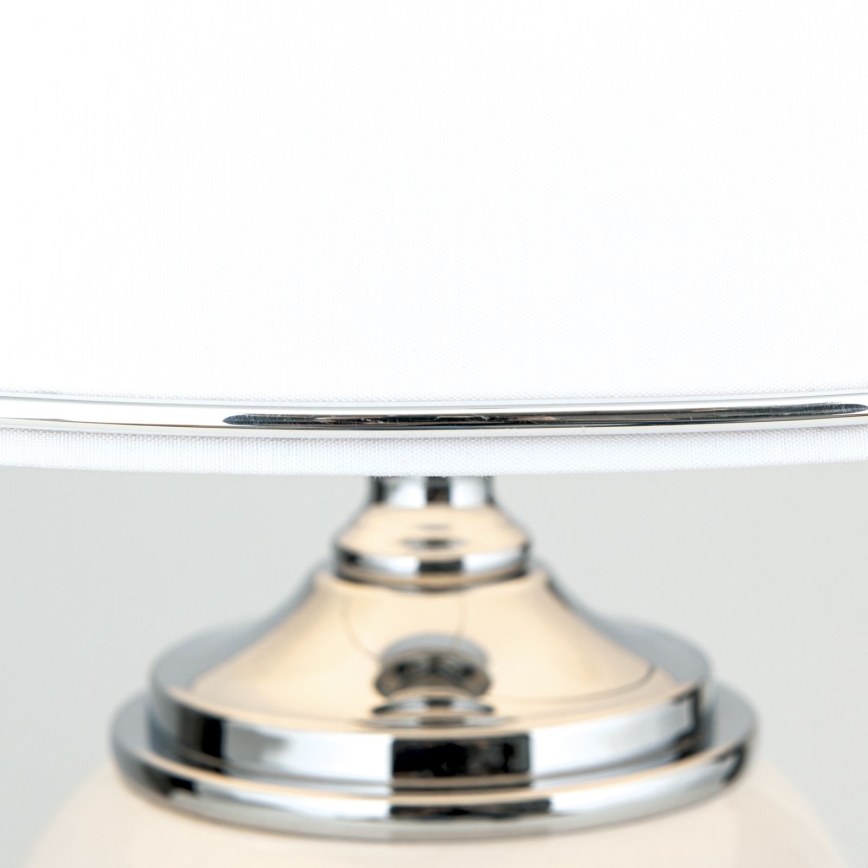 Stona lampa OVUM 1xE27/40W/230V, visina 48 cm, keramička, bela/sjajni hrom