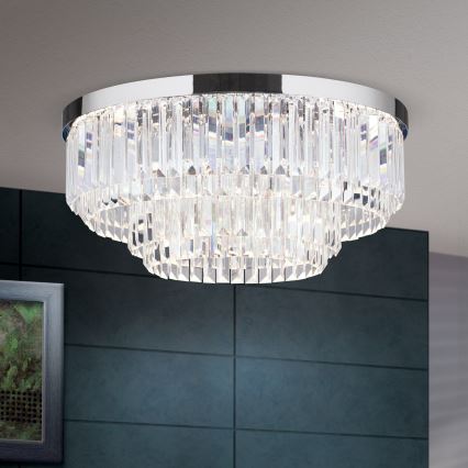 LED prigušiva kristalna plafonska lampa PRISM LED/80W/230V fi 55 cm sjajni hrom