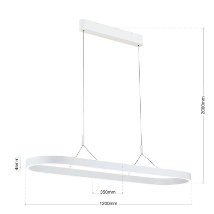 LED luster na sajli CARRARA LED/80W/230V 2700/3000/4000K bela