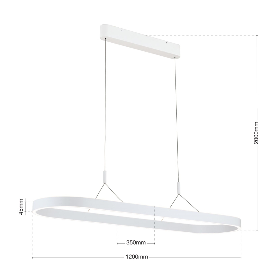 LED luster na sajli CARRARA LED/80W/230V 2700/3000/4000K bela