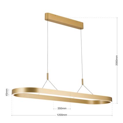 LED luster na sajli CARRARA LED/80W/230V 2700/3000/4000K zlatna