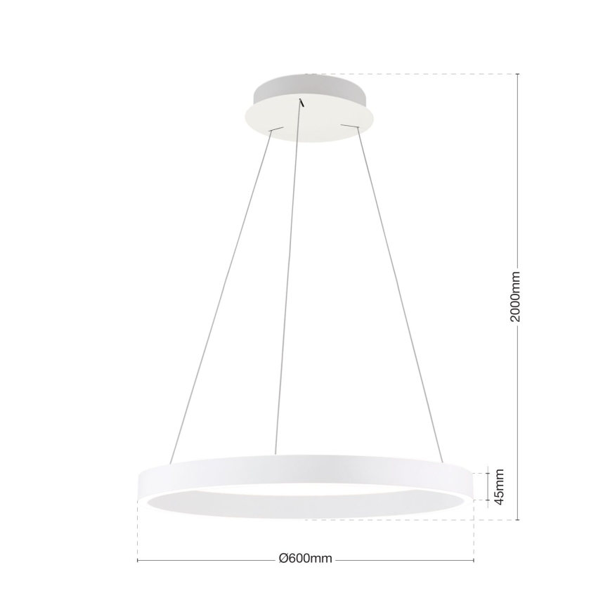 LED prigušiva luster na sajli KOLK LED/60W/230V 2700/3000/4000K Ø 60 cm bela