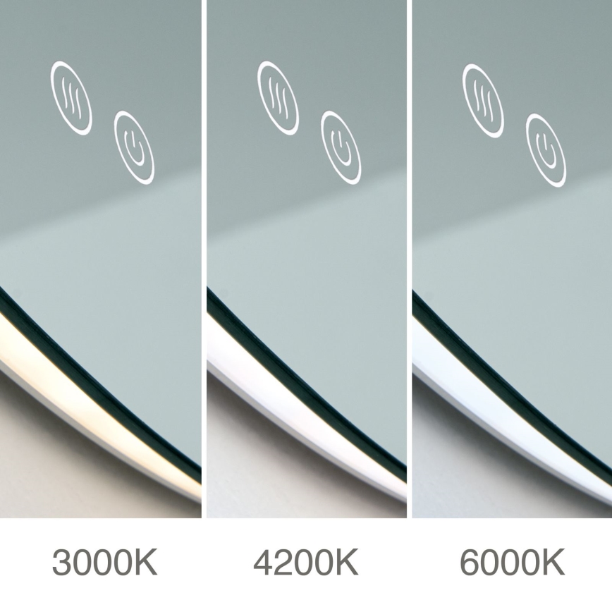 LED zidno kupatilsko ogledalo sa grejačem i pozadinskim osvetljenjem FOCUS LED/27W/230V 3000/4200/6000K Ø 80 cm IP44