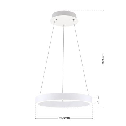 LED luster na sajli, prigušiva KOLK LED/40W/230V 2700/3000/4000K prečnik 40 cm, bela