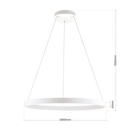 LED prigušiva luster na sajli KOLK LED/80W/230V 2700/3000/4000K prečnik 80 cm bela