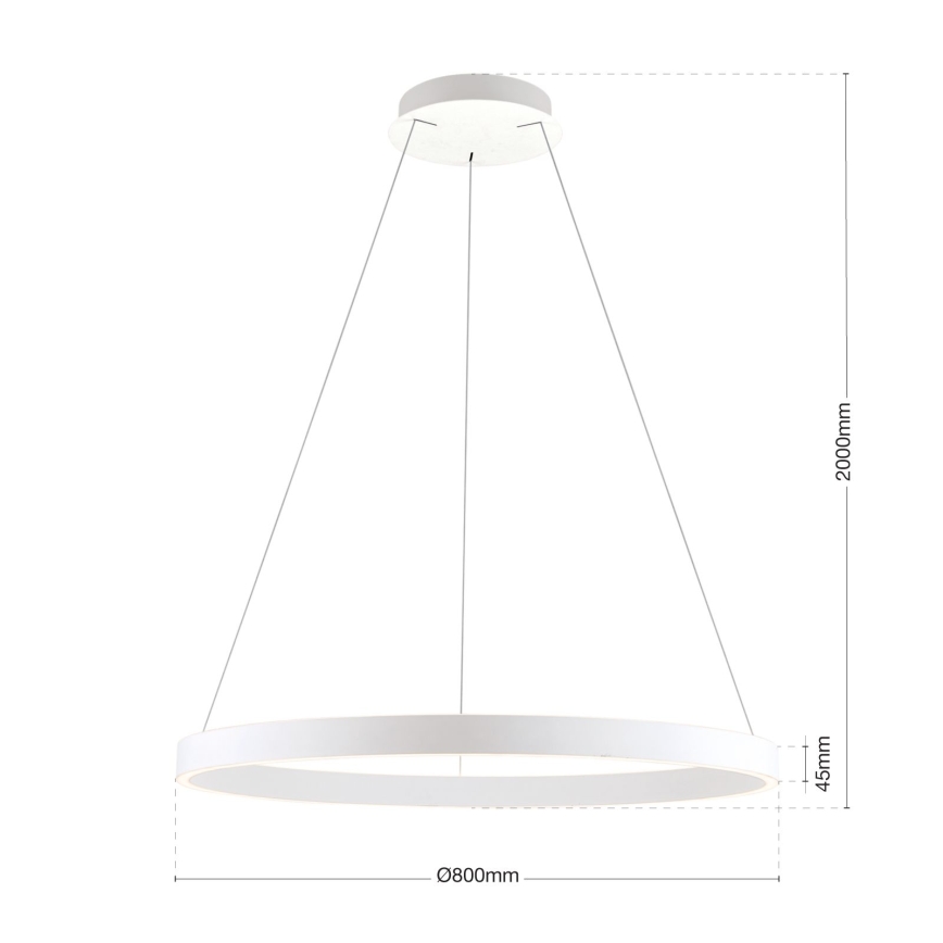 LED prigušiva luster na sajli KOLK LED/80W/230V 2700/3000/4000K prečnik 80 cm bela