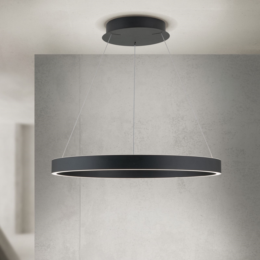 LED luster na sajli (prigušiva) KOLK LED/60W/230V 2700/3000/4000K pr. 60 cm crna