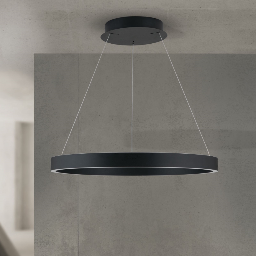 LED luster na sajli (prigušiva) KOLK LED/60W/230V 2700/3000/4000K pr. 60 cm crna