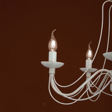 Luster na lancu VELA 5xE14/40W/230V prečnik 60 cm bela/zlatna/patina