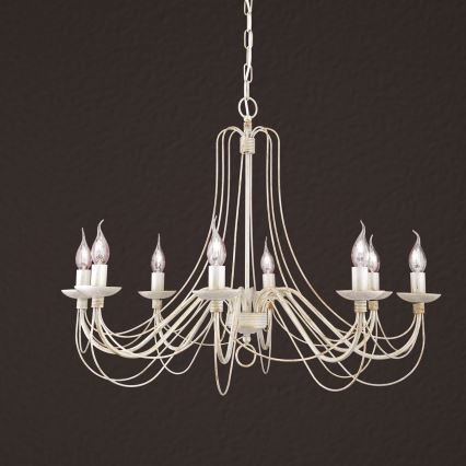 Luster na lancu VELA 8xE14/40W/230V prečnik 80 cm bela/zlatna/patina