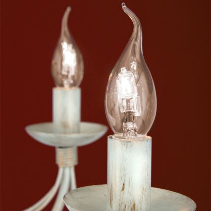 Luster na lancu VELA 8xE14/40W/230V prečnik 80 cm bela/zlatna/patina