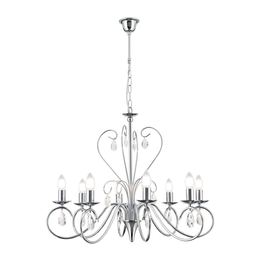 Kristalni luster na lancu ALESSIA 8xE14/40W/230V sjajni hrom
