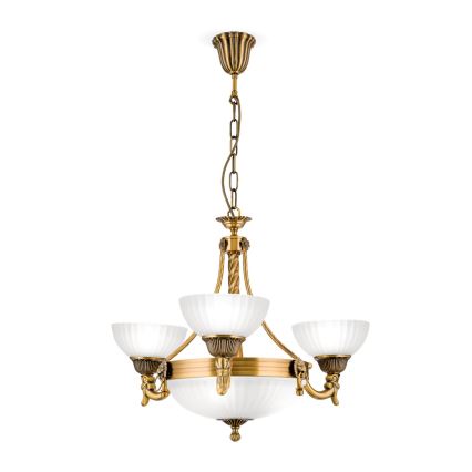 Luster na lancu ROCCA 6xE27/60W/230V, prečnik 64 cm bronza/bela