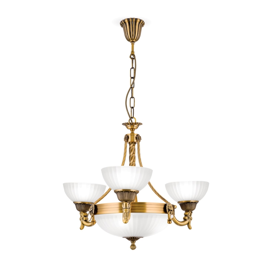 Luster na lancu ROCCA 6xE27/60W/230V, prečnik 64 cm bronza/bela