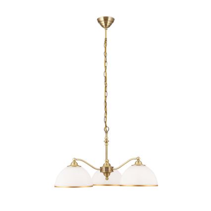 Luster na lancu OLD LAMP, 3x E27/40W/230V, prečnik 65 cm, bela/mesing