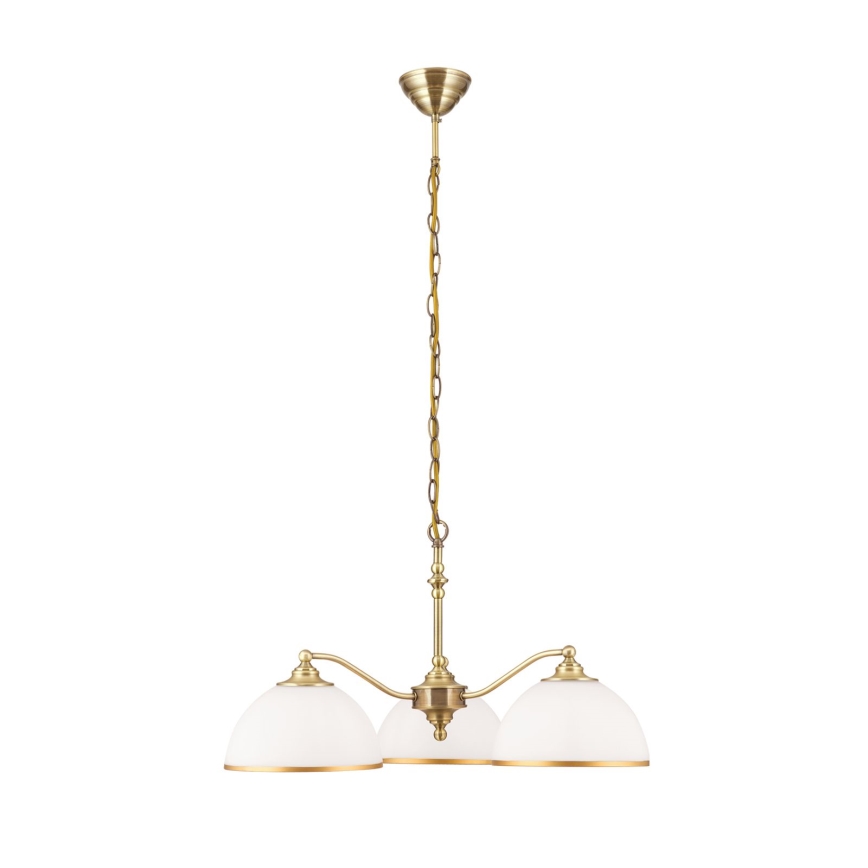 Luster na lancu OLD LAMP, 3x E27/40W/230V, prečnik 65 cm, bela/mesing